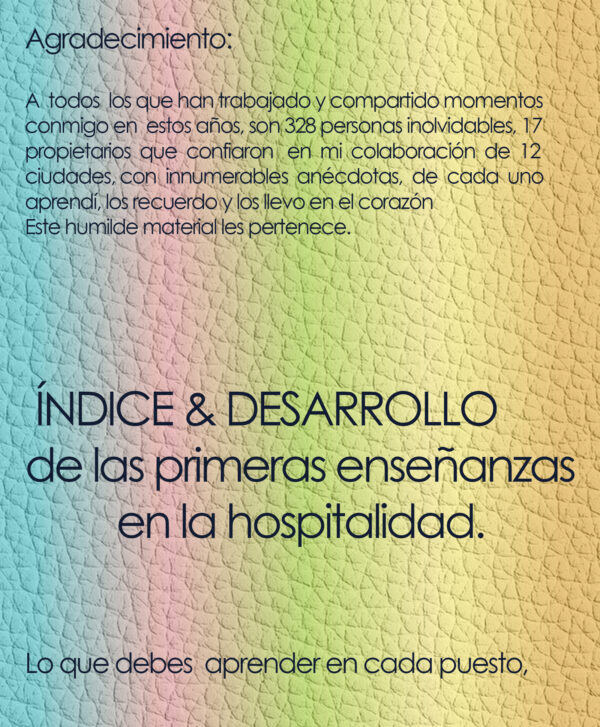 ÍNDICE & DESARROLLO de las primeras enseñanzas en la hospitalidad. - Imagen 2