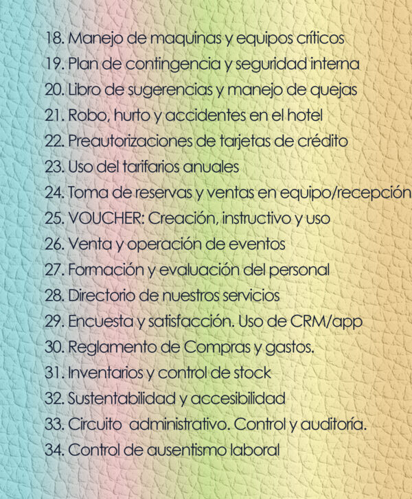 ÍNDICE & DESARROLLO de las primeras enseñanzas en la hospitalidad. - Imagen 5